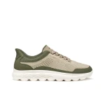 Geox Spherica Plus Man Olive Sneaker Breathable Knitted Fabric and Nubuck Effect Upper Comfortable Ultra Cushioned Casual Shoes Size 45 Hands Free Fit - Geox