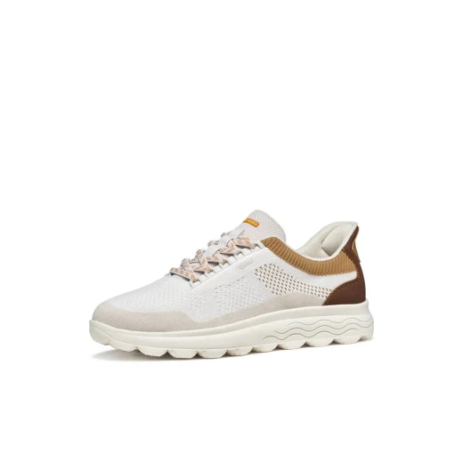 Geox Spherica Plus Men's Sneaker Off White Colorway Hands Free Slip On Knitted Fabric Nubuck Effect Breathable Comfort Ultra Cushioned 42 Size Casual Footwear - Geox - Image 4