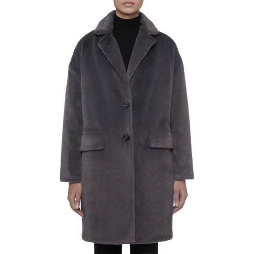 Kapha Woman Double Breasted Faux Fur Coat Grey Size 40 Winter Warm - Geox - Image 6