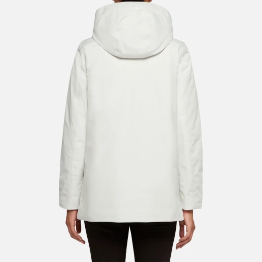 Geox Gendry ABX Woman's Waterproof 3/4 Length Jacket White 44 Recycled Polyester Urban Style Rain and Wind Protection Feminine Hood Fast Delivery - Abx - Image 6