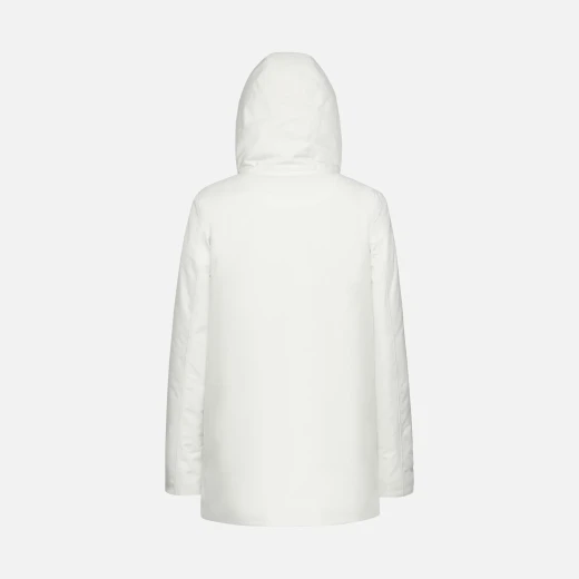 Geox Gendry ABX Woman's Waterproof 3/4 Length Jacket White 44 Recycled Polyester Urban Style Rain and Wind Protection Feminine Hood Fast Delivery - Abx - Image 7