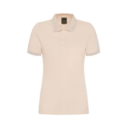 Geox Women's Polo Shirt in Pink, Size M: 100% Organic Piqué Cotton, Short Sleeve, Lurex Trim Collar, Mother of Pearl Buttons, Classic Staple, Fast Delivery, Easy Exchange