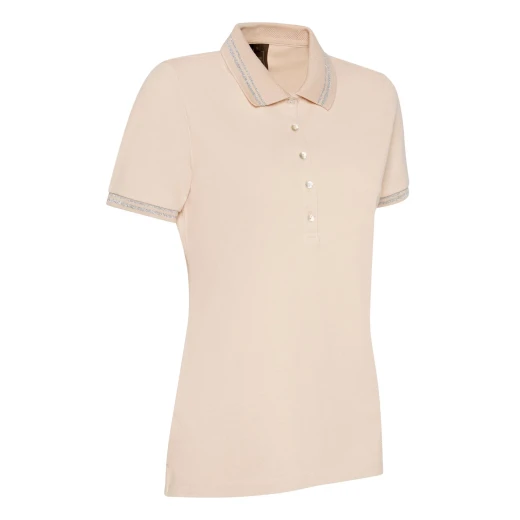 Geox Women's Polo Shirt in Pink, Size M: 100% Organic Piqué Cotton, Short Sleeve, Lurex Trim Collar, Mother of Pearl Buttons, Classic Staple, Fast Delivery, Easy Exchange - Image 3