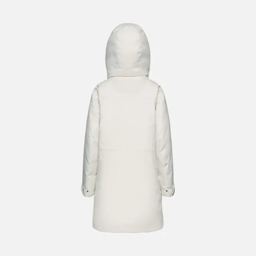 Geox Gendry ABX Woman's Waterproof Longline Parka Jacket Milk White Size 48 with Removable Hood and Quilted Bib for City Life in Winter, Fast Delivery and Easy Exchange - Abx - Image 6