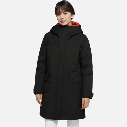 Geox Gendry ABX Woman's Parka Jacket Black Size 44 Waterproof Breathable Longline Winter Coat Sustainable Fill Multiple Pockets Removable Bib For City Life - Abx - Image 3
