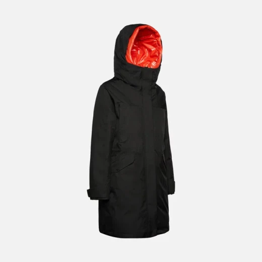 Geox Gendry ABX Woman's Parka Jacket Black Size 44 Waterproof Breathable Longline Winter Coat Sustainable Fill Multiple Pockets Removable Bib For City Life - Abx - Image 4