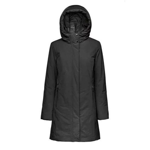 Geox Spherica Woman Longline Jacket Protective Hood Water Repellent Breathable 50 Black City Vibe Comfort Design - Spherical - Image 2