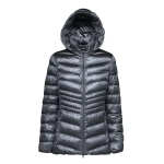 Geox ZOSMA Woman's Winter Jacket with Detachable Hood Sky Captain Color 40 Size Shiny Satin Fabric Recycled EcologicWARM Wadding Casual Refined Style Fast Delivery Easy Exchange - Geox