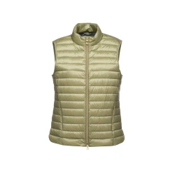 JAYSEN Woman Sleeveless Down Jacket Sage Color 40 Size Ultra Light 20 Denier Quilted Downproof Nylon for Casual Styling Perfect for Unsettled Weather SKU:W5525D.T3146.F3275