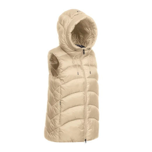 Bleyze Woman Hooded Vest Oxford Tan Recycled Nylon Breathable 40 - Geox - Image 6
