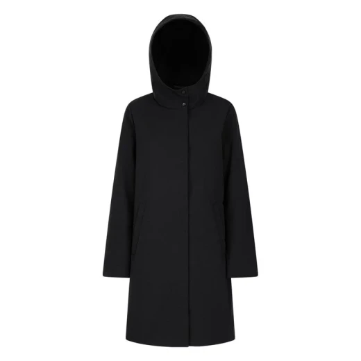 Geox Spherica Women's Longline Parka Jacket Black, Water Repellent, Wind Blocking, Hi Tech Stretch Fabric, Size 38, Modern Design, City Living Essential - Geox - Image 12