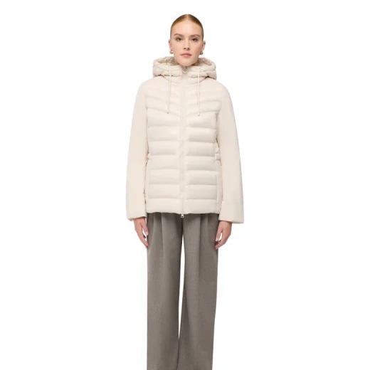 Geox Spherica Woman Parka Jacket Mid Moonbeam 40 Featuring Short Length Hood Shiny Nylon Polyester Taffeta Recycled Padding Ideal For City Days W5620V.TC191.F1868
