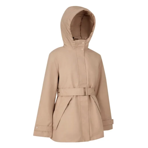 HOARA Woman's Parka Jacket Waterproof Hi Tech Fabric Belted Waist Recycled Thermore Ecodown Padding Size 46 Natural Color Modern Winter Coat - Hoara woman - Image 5