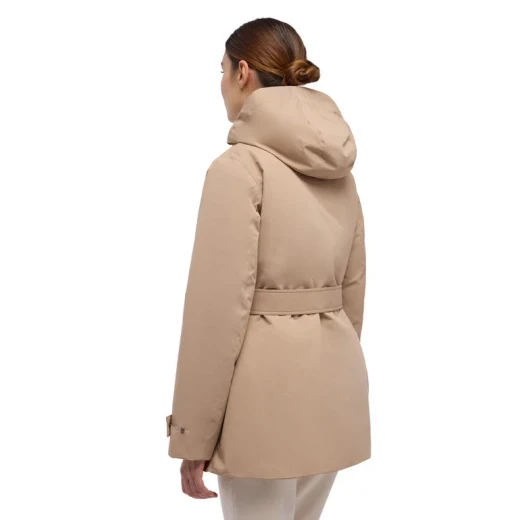 HOARA Woman's Parka Jacket Waterproof Hi Tech Fabric Belted Waist Recycled Thermore Ecodown Padding Size 46 Natural Color Modern Winter Coat - Hoara woman - Image 8
