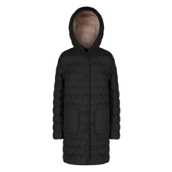 Myluse Women's Longline Parka Jacket Down Filled Black Color Size 46 Water Resistant Wind Blocking Recycled Polyester