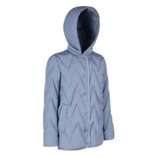 Plummery Jacket Woman Faded Denim Mid Length Down Jacket Detachable Hood Wind Blocking Water Repellent Finish Regenerated Down Fill City Living 40 Size - Plummery - Image 5