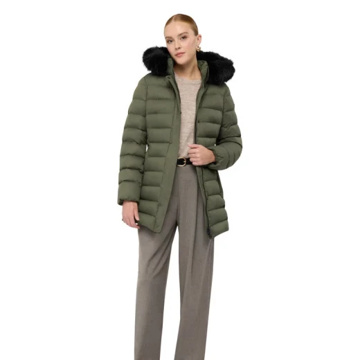 معطف كاتريا نسائي طويل مبطن أوراق العنب 40 بوليستر معاد تدويره - جيوكس - Image 5