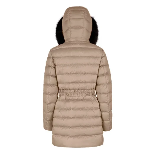 Catria Jacket Woman Longline Down Jacket Natural Size 42 Urban Style Recycled Polyester Water Repellent Wind Blocking Detachable Fur Trim XDOWN Fill for Comfort - Image 6