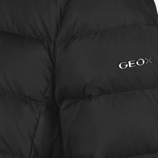 CATRIA Woman Longline Down Jacket Black 50 Featuring Recycled Polyester, Water Repellent, Wind Blocking, Detachable Fur Trim and XDOWN Fill for Urban Comfort - Geox - Image 4