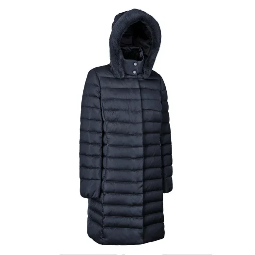Bettanie Women's Longline Down Jacket Sky Captain 44 Winter Coat with Fur Trim Sustainable Padding Elegant Cocooning Silhouette for City Wear W5626H.T3122.F1624 - Geox - Image 4
