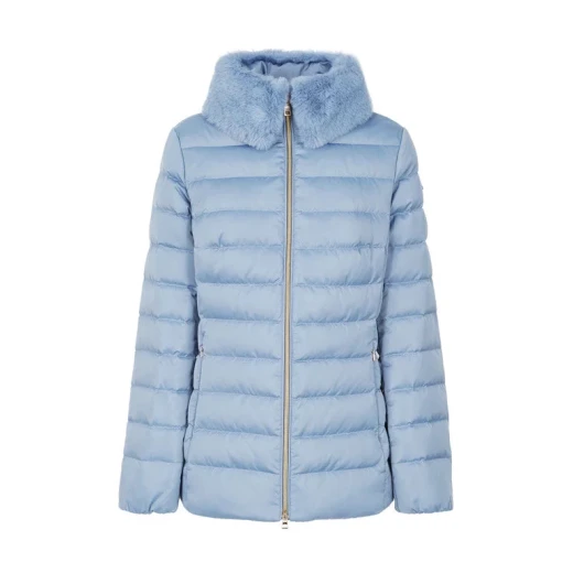 Bettanie Women's Down Jacket Faded Denim Recycled Padding Fur Trim 48 - Geox - Image 3