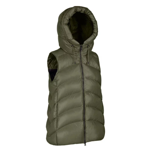 Bleyze Woman Hooded Vest Grape Leaf Recycled Lacquered Fabric Winter Jacket 44 Featuring Recycled Lining and Padding, Contemporary City Style - Bleyze - Image 4