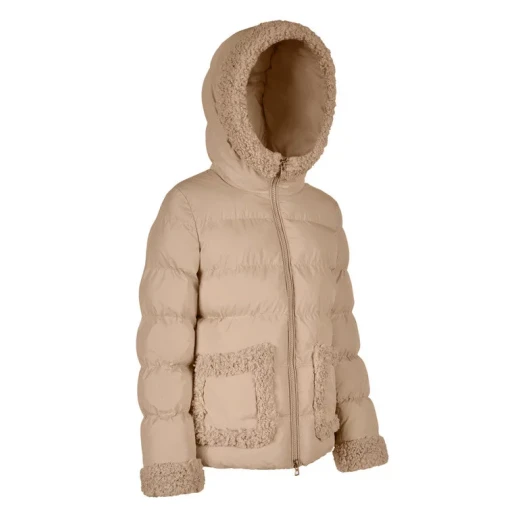 VILDE Jacket Woman Natural 42 Recycled Polyester Parka Windproof Water Repellent Winter Outerwear with Teddy Fur Detailing Sustainable Lining and Padding for Cold Weather - Geox - Image 4