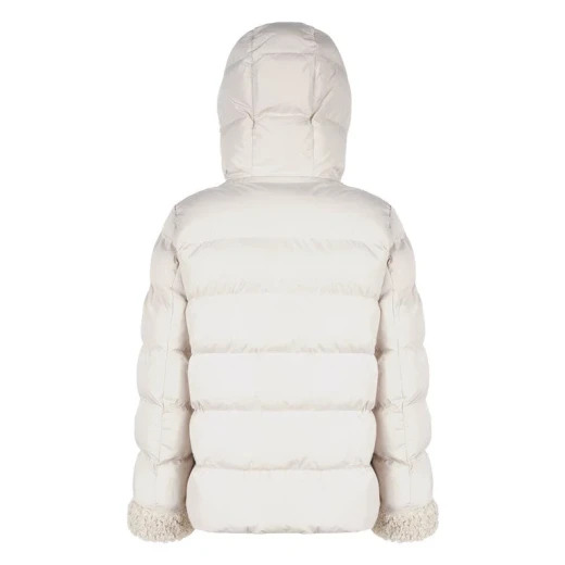 VILDE Jacket Woman Recycled Polyester Parka with Teddy Fur Detailing Windproof Water Repellent Winter Outerwear Size 44 Mid Moonbeam - Geox - Image 10