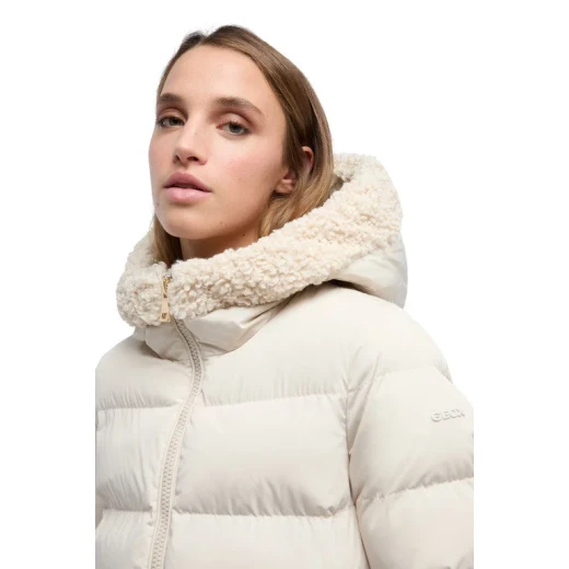 Vilde Women's Parka Jacket Recycled Polyester Mid Moonbeam Size 50 - Geox - Image 4