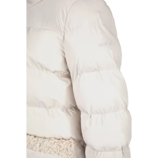 VILDE Jacket Woman Recycled Polyester Parka with Teddy Fur Detailing Windproof Water Repellent Winter Outerwear Size 44 Mid Moonbeam - Geox - Image 7