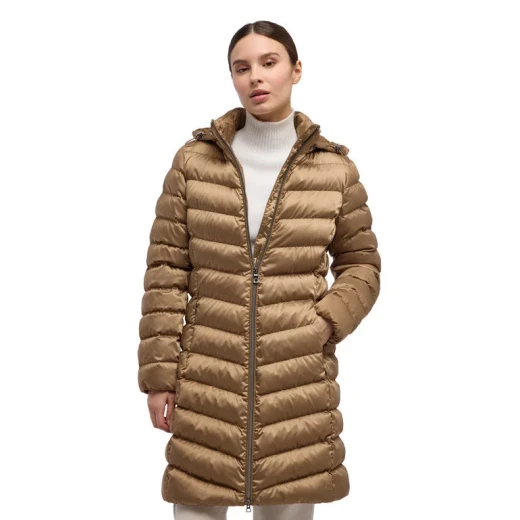 Zosma Women's Longline Jacket Otter 44 Detachable Hood Recycled Fabric - Zosma - Image 2