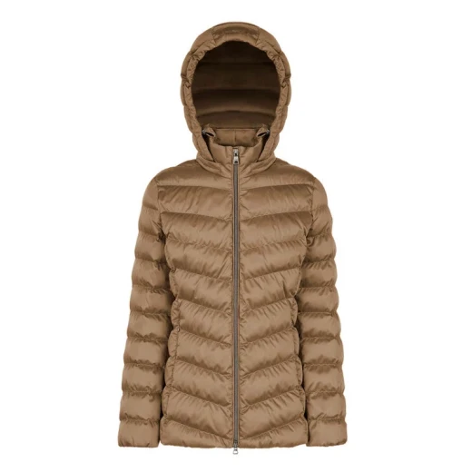 Zosma Women's Short Jacket Satin Coffee 48 Detachable Hood Winter Coat - Zosma - Image 3