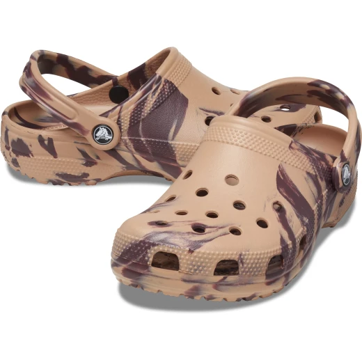 شبشب كروكس كلاسيك رخامي للجنسين بني مقاس 37 38 أحذية مريحة خفيفة الوزن للاستخدام اليومي تتميز بدوامات ملونة فريدة وراحة كروكس الأيقونية - كروكس - Image 4
