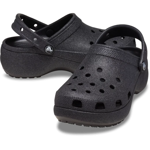 Crocs Women's Classic Platform Glitter Clog in Black, Sizes 34-35. Sparkling Glitter Finish, Comfortable Design, Elevated Style. Perfect for Women's Footwear. - Crocs - Image 4
