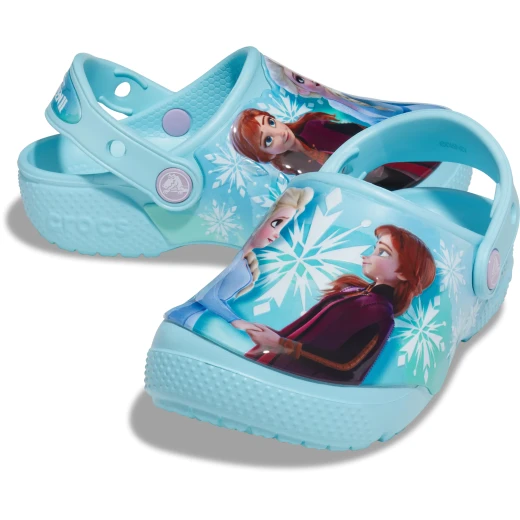 Crocs Kids Fun Lab Disney Frozen Clog Blue 37 38 Featuring Anna and Elsa Graphic Patch Lightweight Comfortable Slip On Shoes Perfect for School Play and Adventures - Crocs - Image 4