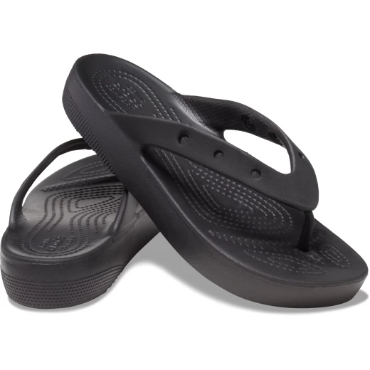 Crocs Women's Classic Platform Flip Sandals Black Size 34 35 Elevated Comfort with Textured Heel Jibbitz Compatible Lightweight Women's Footwear - Crocs - Image 4