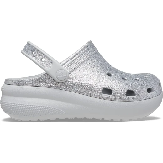 شبشب كروكس للأطفال كوتي كراش لامع رمادي تصميم بلاتفورم مقاسات 29 30 شباشب براقة رائعة للأطفال شباشب خفيفة الوزن ومريحة مع حزام خلفي قابل للتخصيص - كروكس - Image 2