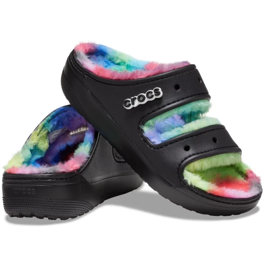 Crocs Women's Classic Cozzzy Spray Dye Sandals Multicolor Featuring Soft Fuzzy Liner and Heightened Outsoles, Personalizable with Jibbitz Charms, Sizes 36 37 Lightweight Comfort - Crocs - Image 8