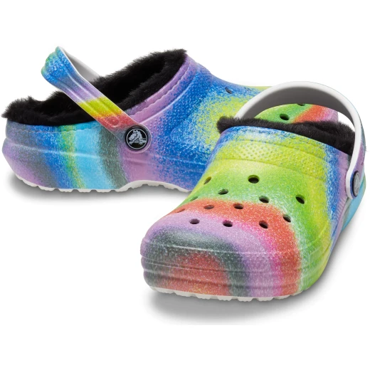 Crocs Kids Classic Lined Spray Dye Clogs Multicolor 33 34 Comfortable Fuzzy Slippers Outdoor Wear Pivoting Heel Strap Lightweight Croslite Foam Construction - Crocs - Image 4