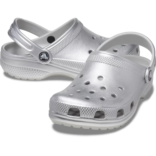 Crocs Kids Classic Metallic Clog Grey Toddler Shoes 28 29 Lightweight Comfort Clogs for Children - Crocs - Image 8