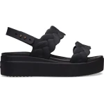 صنادل كروكس بروكلين النسائية ذات الكعب المنخفض باللون الأسود للنساء مقاسات 34 35 تتميز بتقنية LiteRide foam تصميم مريح وخفيف الوزن مثالي للارتداء طوال اليوم - كروكس
