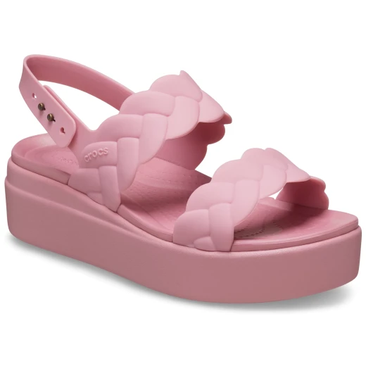 Crocs Brooklyn Women's Woven Low Wedge Pink Sandals with LiteRide Foam Comfort and Adjustable Straps Sizes 37 38. Comfortable and Stylish Footwear. - Crocs - Image 3