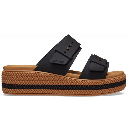 Crocs Women's Brooklyn Woven Buckle Sandals: Effortless Style, All Day Comfort, Adjustable Straps and Flexible Matlite Upper in Black, Sizes 37-38