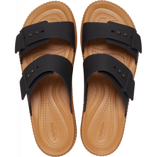 صنادل Crocs Brooklyn Woven Buckle النسائية: راحة تدوم طوال اليوم مع رغوة LiteRide، أشرطة قابلة للتعديل، ونعل خارجي أنيق على طراز الإسبادريل. مقاس 41-42 / أسود - كروكس - Image 3