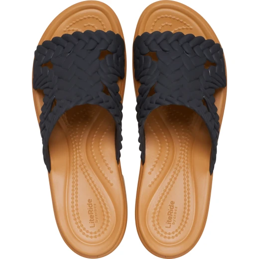 صنادل كروكس بروكلين بكعب منسوج للنساء باللون الأسود إسبادريل مقاس 37 38 تتميز بتقنية LiteRide فوم لراحة تدوم طوال اليوم كعب أنيق وسميك - كروكس - Image 3