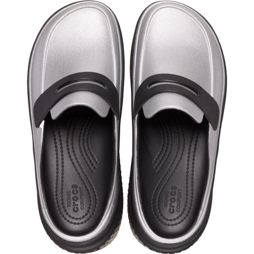 Stomp Collection Women's Metallic Loafer Shoes Grey 36 37 Slip On Shiny Finish Contoured Sidewall Maximum Support Comfortable Easy to Wear No Backstrap Stylish Chunky Sole - Crocs - Image 7