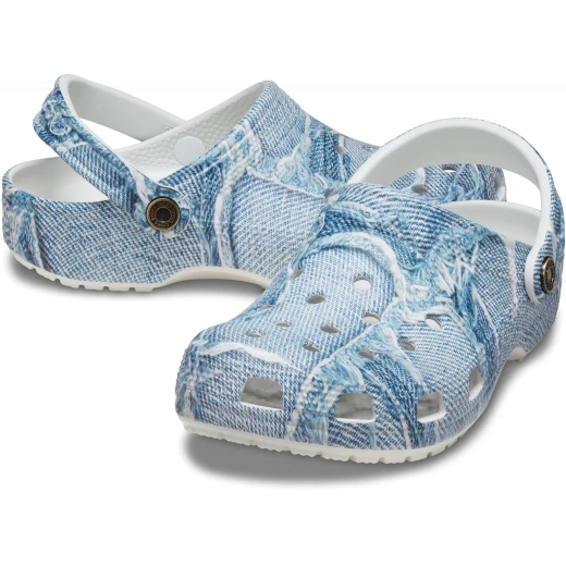 Crocs Classic Denim Clog Unisex Shoes in Blue Size 34-35 Comfortable Lightweight Clogs Perfect for Everyday Wear Iconic Design with Cushy Crocs Comfort Sole - Crocs - Image 16