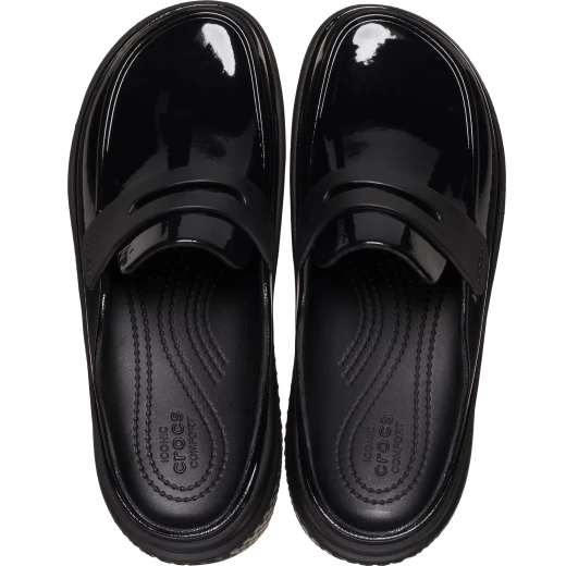Dr. Martens Women's Stomp High Shine Loafer Black Leather Slip On Chunky Platform Shoes Sizes 36 37 Comfortable Stylish Modern Design Featuring Exaggerated Soles - Crocs - Image 11