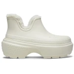 Crocs Women's Stomp Lined Shorty Boots White 38-39: Exaggerated Lug Sole, Warm Fuzzy Lining, 2.2 Inch Heel, Dual Crocs Comfort, Comfortable Ankle Boots for Women - Crocs