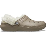 Crocs Unisex Classic Fleece Lined Clog Beige Size 38 39 Comfortable Warm Winter Slippers Outdoor Indoor Footwear with Pivoting Heel Strap and Croslite Foam Construction - Crocs